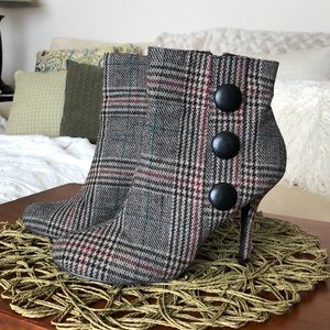 Diba Plaid Fabric Booties